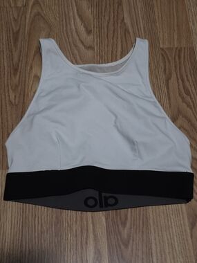 ALO Yoga White and Black Incline Workout Bra